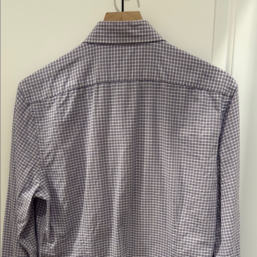 Reiss Checkered Men's Shirt - Lilac/Light Purple (Large & Slim Fit) - Picture 4 of 4
